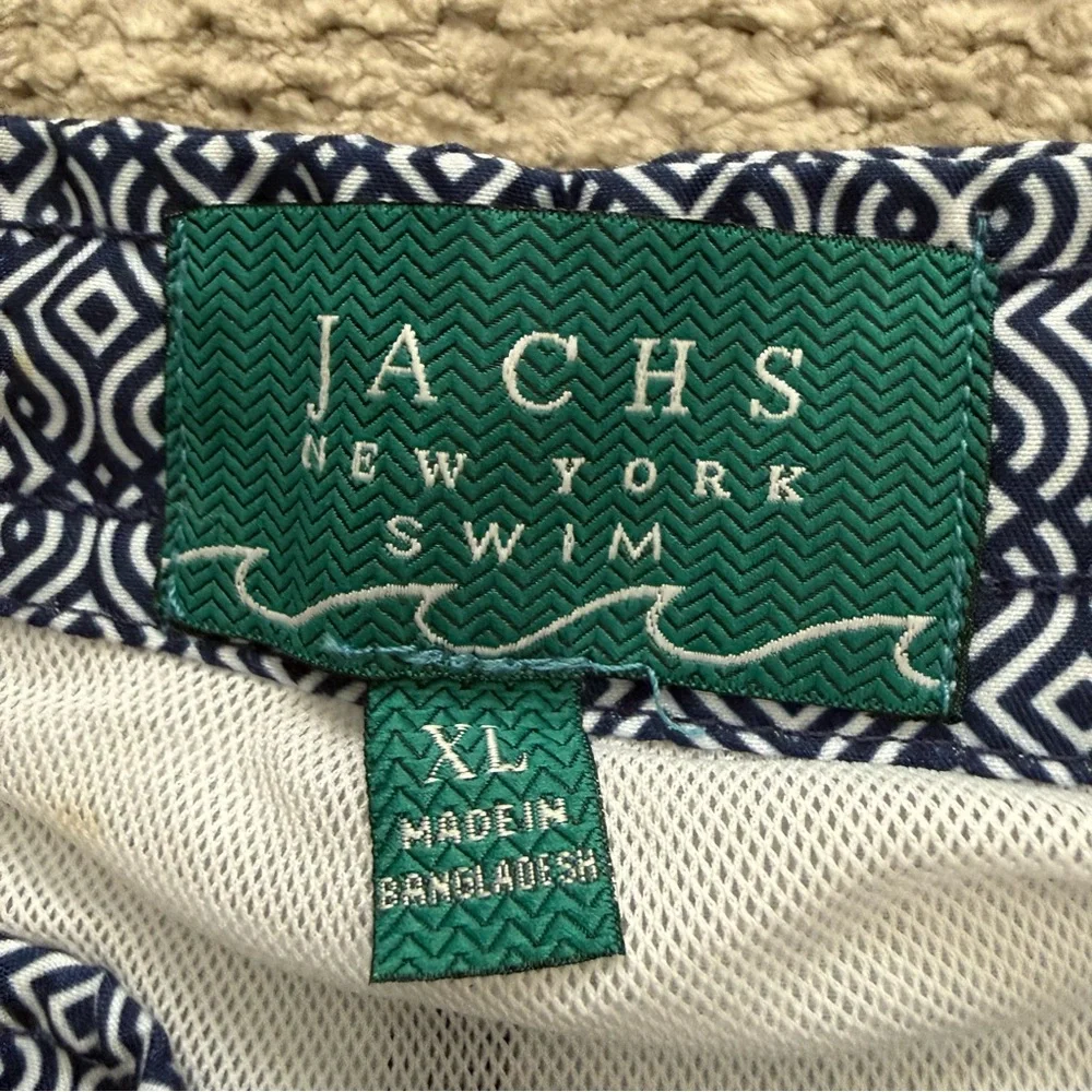 Jachs NY Swim‎ Navy Geometric Print Swim Trunks XL Mesh Lined